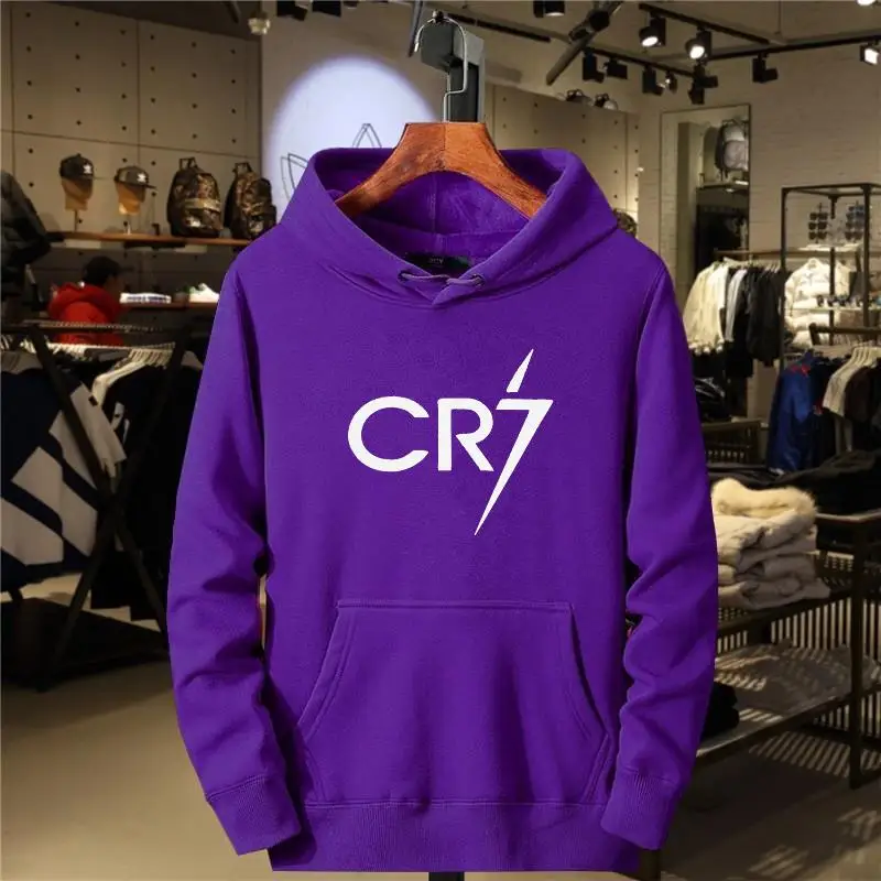 2024 Men\'s and Women\'s Casual Sports CR7 Printed Loose Fashion Casual Long sleeved Pullover Fleece Casual Sports Hoodie Top