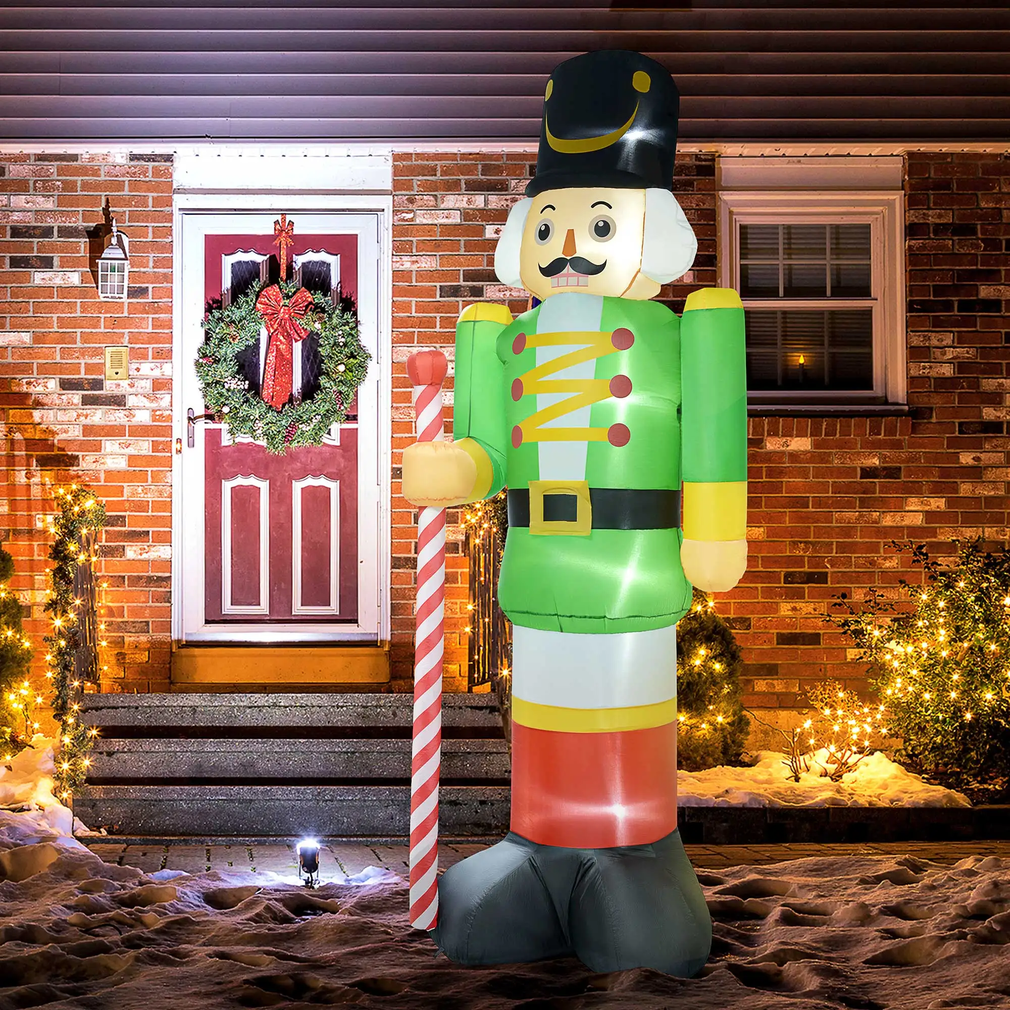 

Outsunny 11.8' Christmas Inflatables Green Walnut Soldier W/ Led Lights