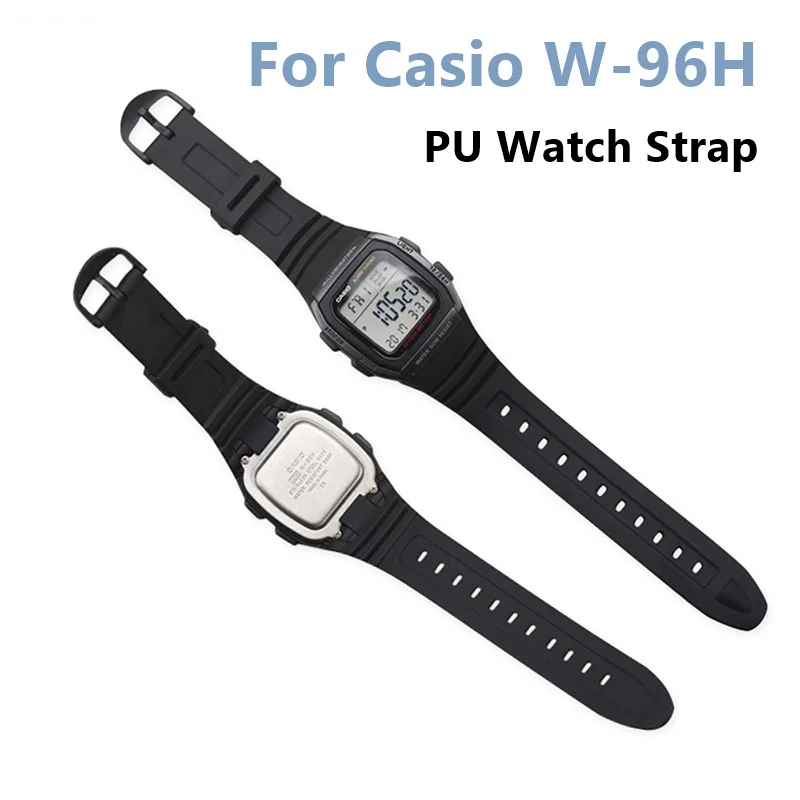 

Silicone Strap Suitable for Casio W-96H W-96H-1AV W-96H-9AV Sport Black Watch Accessories Waterproof PU Replacement Band