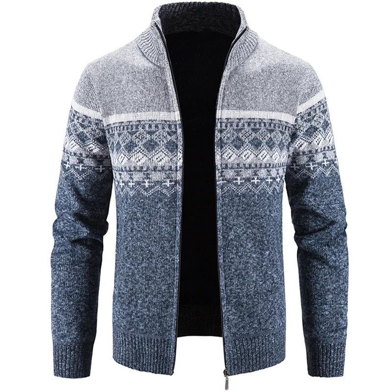 Winter Men's Fleece Sweater Jacket Coat Zipper Cardigan Casual Menswear High Quality Casual Fashion Top Clothes Knit Outwear