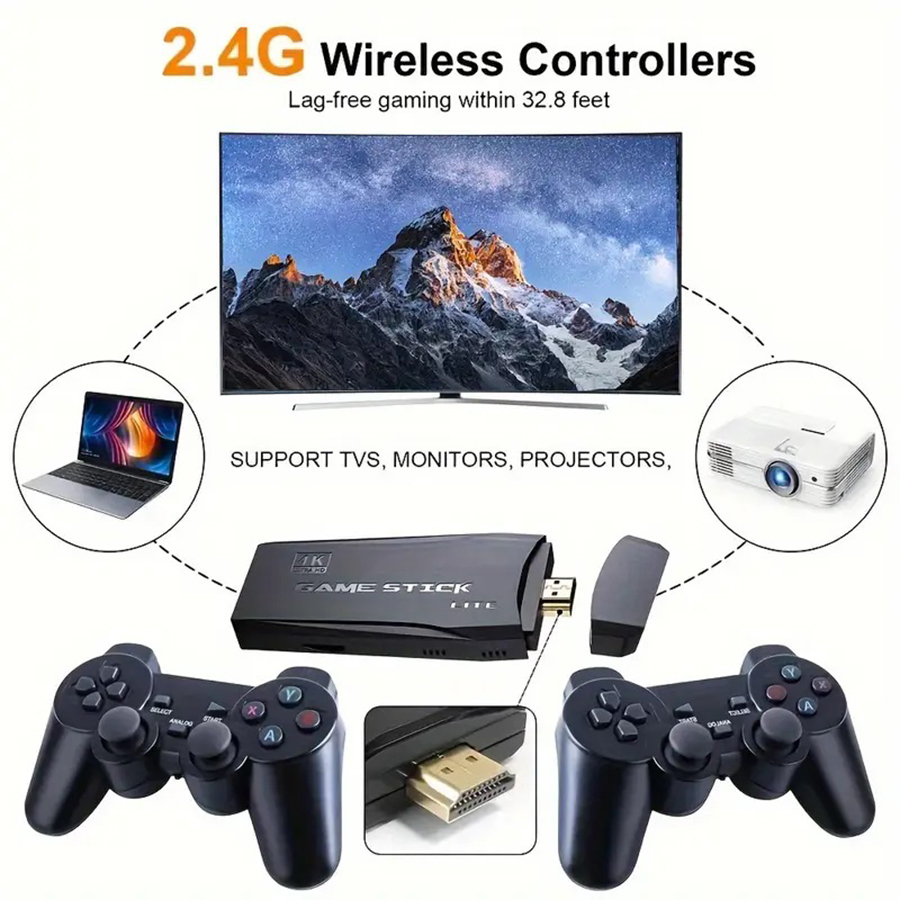  4K HD Video Mini Memory Stick Plug and Play Nostalgia Simulator Classic Retro Game Console For Gifts 