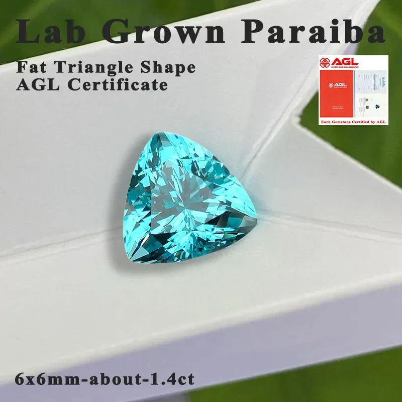 

Lab Grown Paraiba Fat Triangle Shape Gemstone for DIY Advanced Jewelry Making Inlay Ring Necklace Selectable AGL Certificate