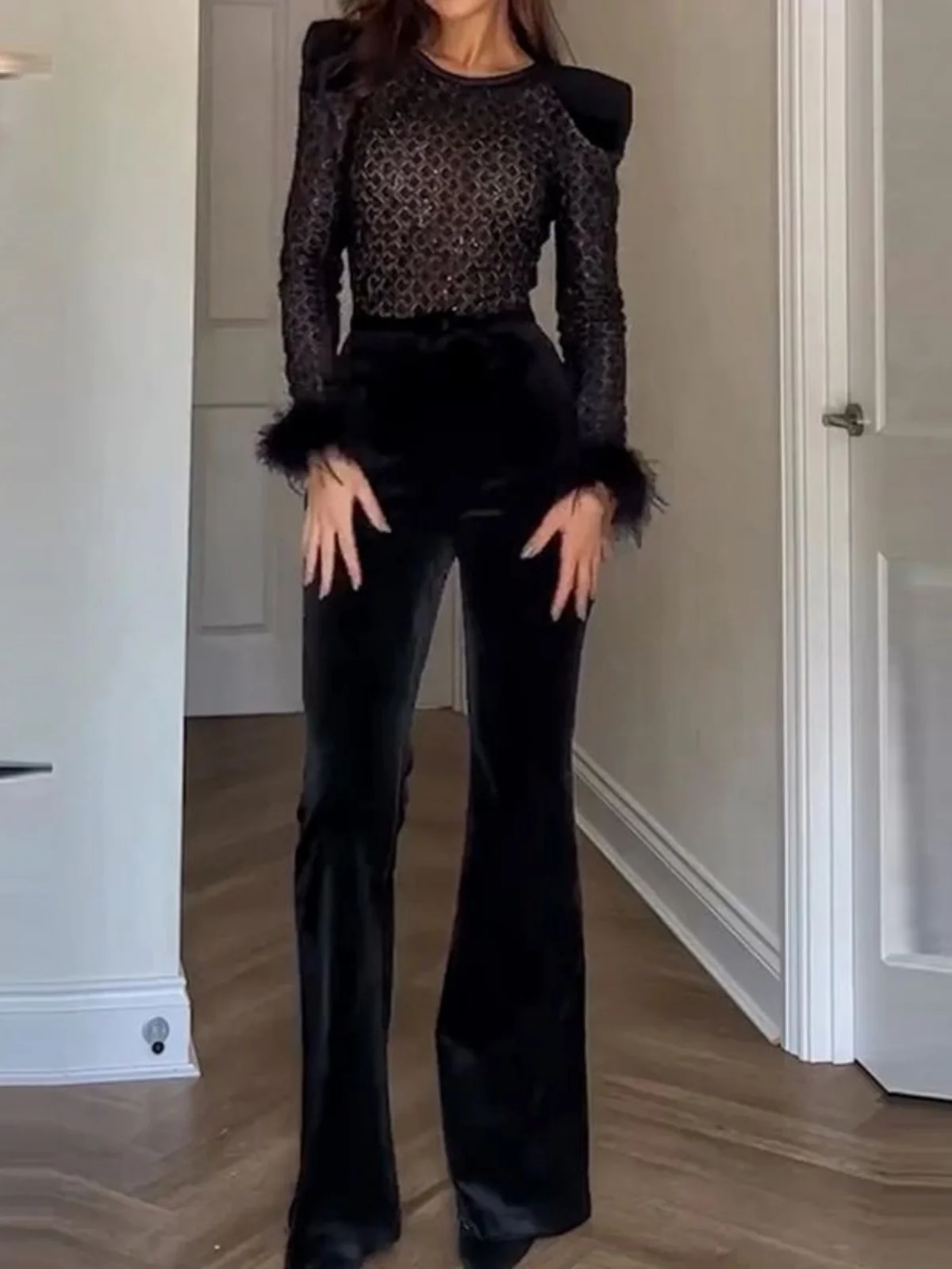 

Color Patchwork Lace up Jumpsuit Women's Pure Color Splicing Belted One-Piece Pants Street Sle High Waist Wide Leg Pants