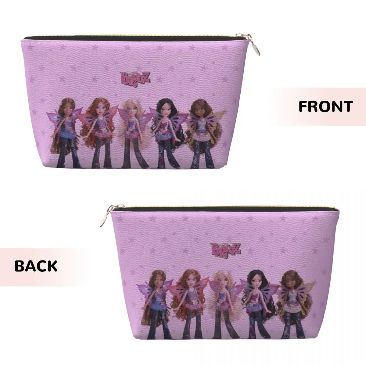 Exquisite and stylish leather Pink B-Bratz travel grooming and makeup bag, portable and multifunctional for use