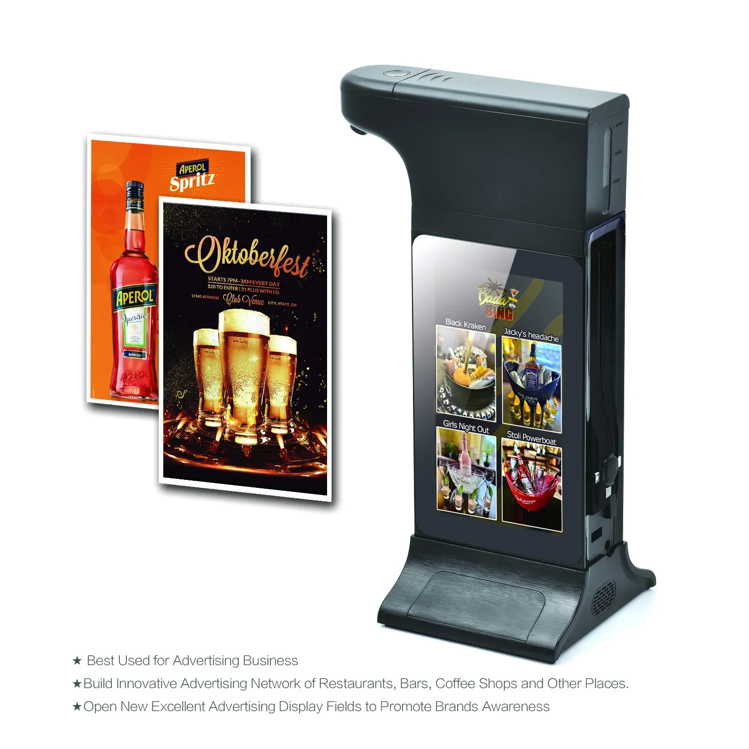 FYD-835X New Design Android Restaurant Table Stand Ad Advertising Player with Auto Hand Sanitizer Dispenser