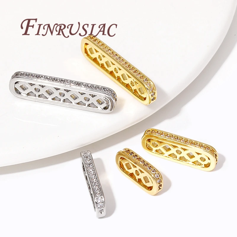 18K Gold Plated Brass Zircon Separators For Beads,Metal Spacer Bead Bar,DIY Jewelry Making Supplies Accessories For Bracelets