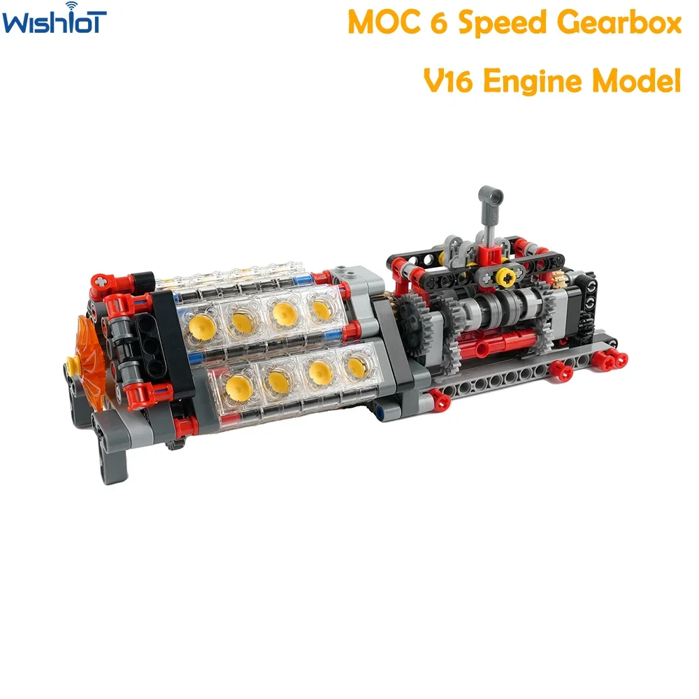 

Small particle MOC compatible six speed gearbox engine combination building block model adult electric toy boy gift