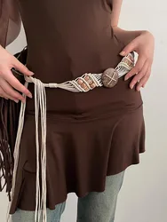 Bohemian Style Braided Belt Women 2024 New National Style Thin Leather Belt With Skirt With A High-Class Sense Of Decoration
