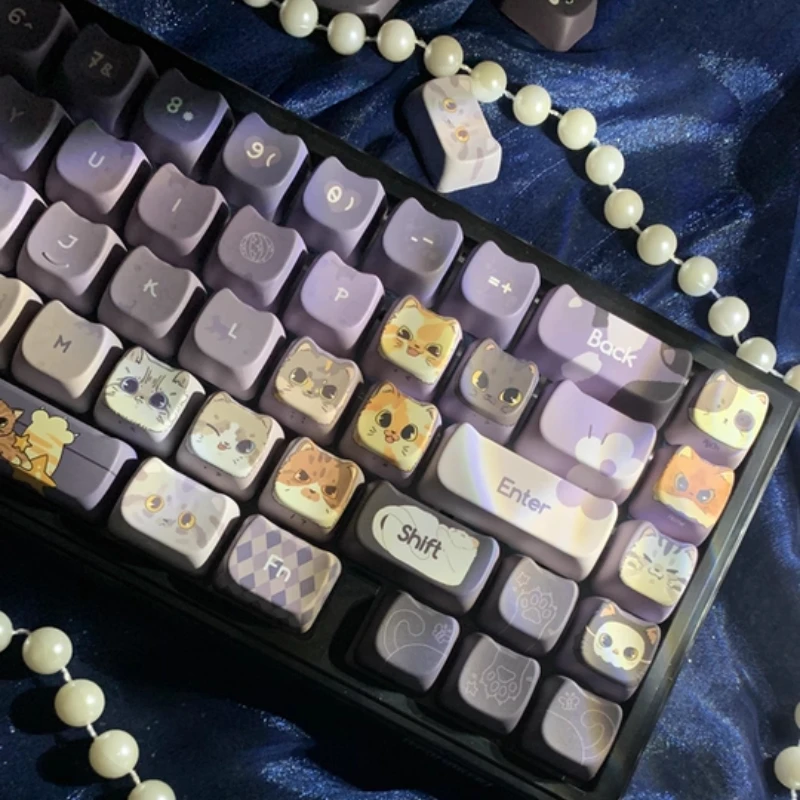 

Милый призрак кошка колпачок для клавиш Pbt сублимационный профиль MAO колпачки для клавиш индивидуальные колпачки для ключей в стиле аниме DIY MX механическая клавиатура рождественские подарки