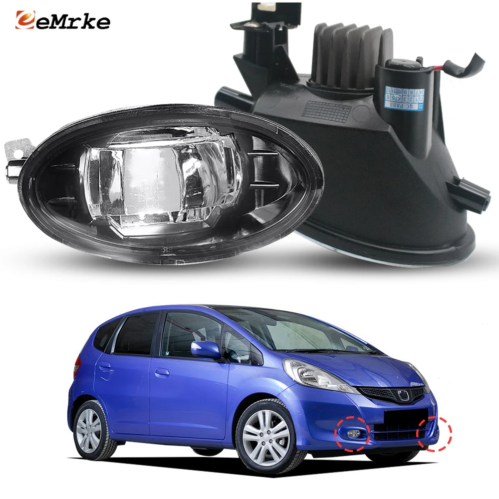 

2Pcs Upgrade LED Fog Light Assembly for Honda Jazz Fit MK3 2011-2015 Car PTF Fog Driving Lamp with Lens Daytime Running Light