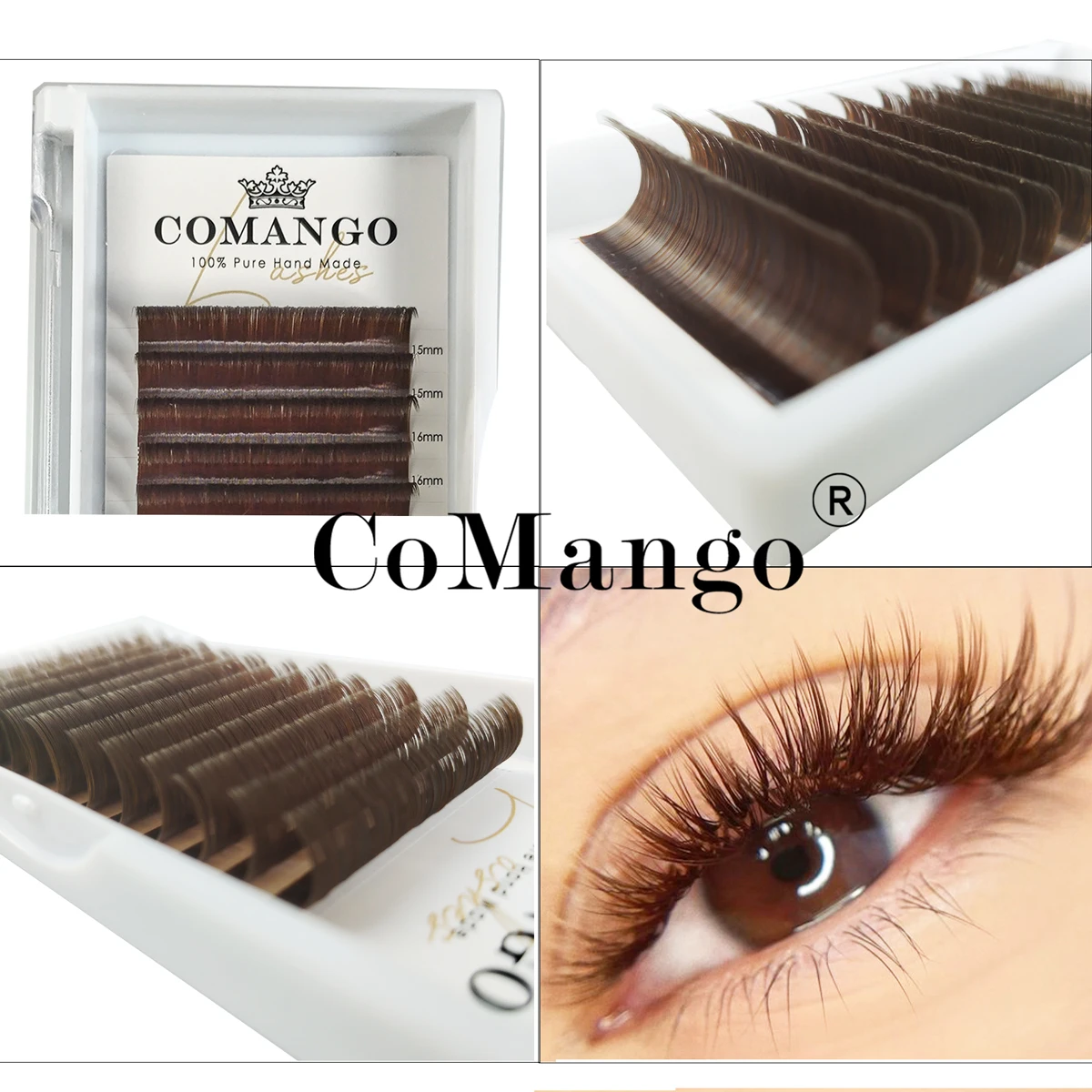 CoMango Colorful  Lashes Purple Blue Brown Green Red  Pink Yellow Easy Fan Eyelash Extensions Colored Faux Mink Lashes Makeup