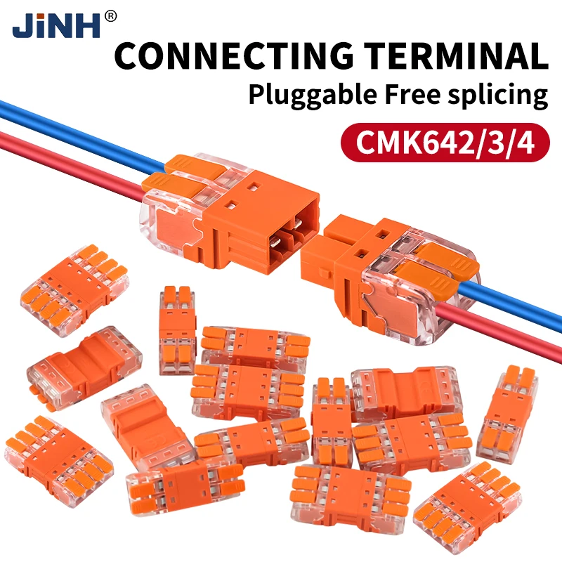 JINH 50/100Pcs Pluggable Wire Splicing Assortment, Lever Clamp 2/3/4-Way Connectors CMK642/3/4, Compact Quick Connector