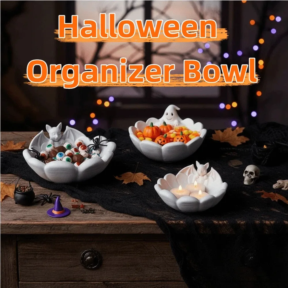 Platonic Tableware PLA 3D Printed Bowl Matte Lightweight Bat Snack Tray Eco-friendly Molded Ghost Candy Dish Party Hosts