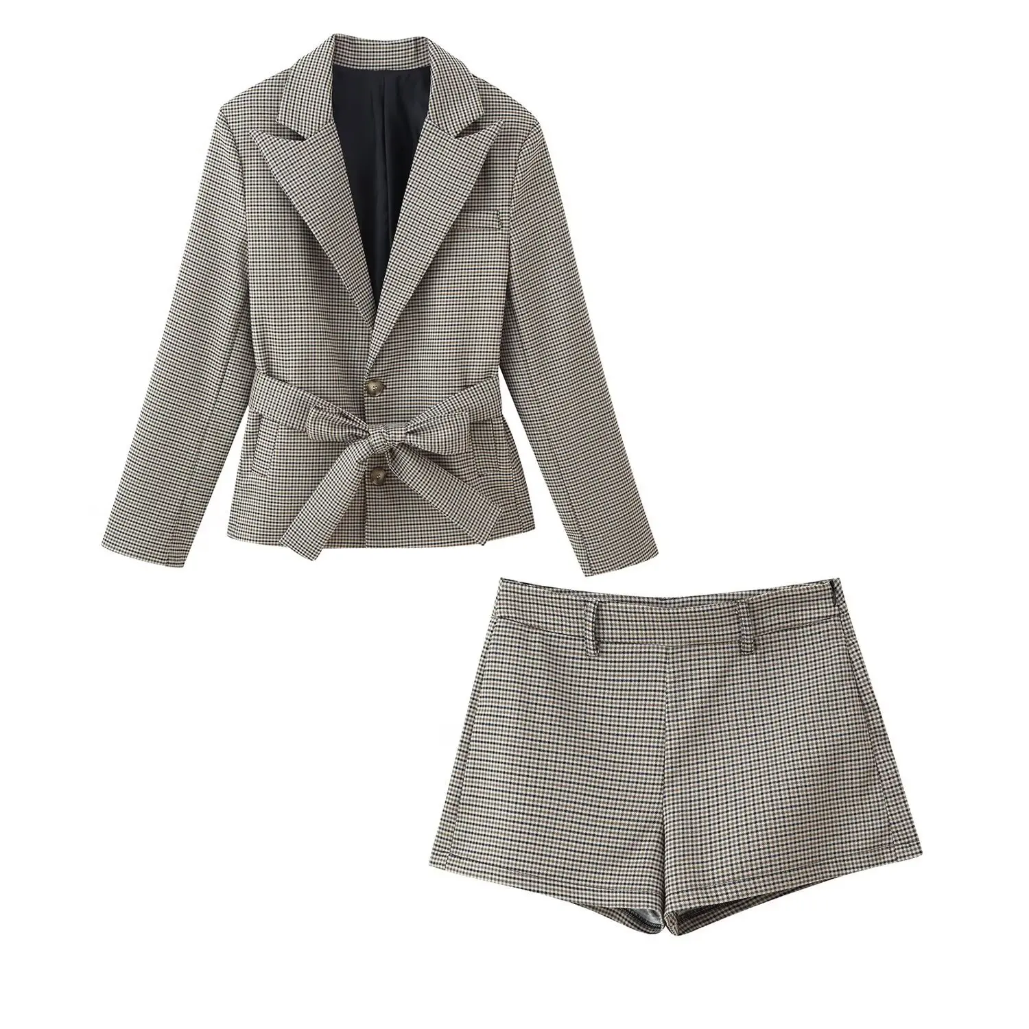 2025 Nordic style niche houndstooth suit jacket shorts temperament suit new commuter style long-sleeved women