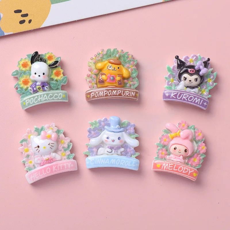 10Pcs New Mini Kawaii Cartoon Flower garland animal Series Flat Bottom Scrapbook  DIY Jewelry Making Hairwear Accessorie A32