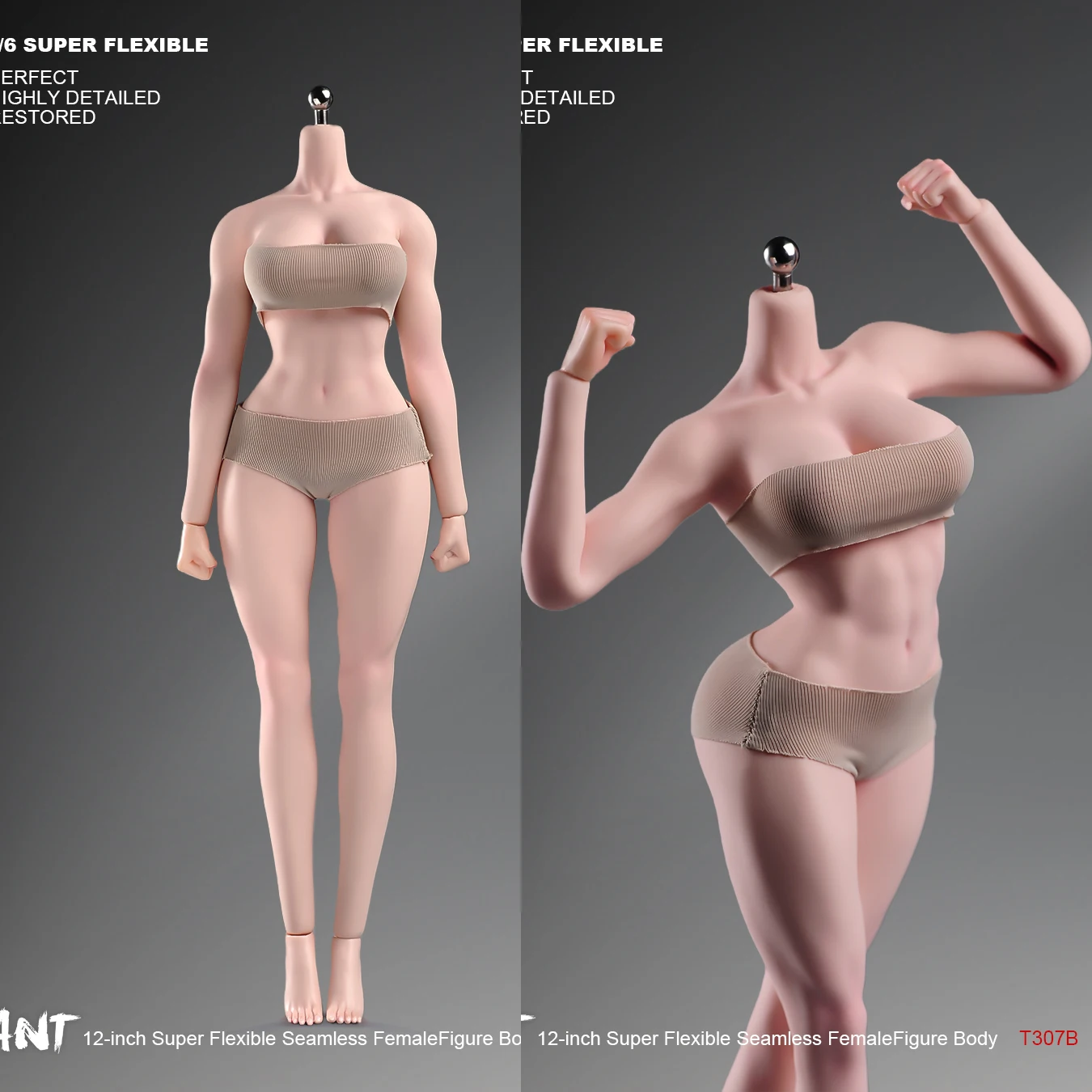

ANT T307 масштаб 1/6, бесшовное тело Muscle Girl, пухлая задница, гибкая большая грудь, тело, 12 дюймов, фитнес, женская силиконовая фигурка, тело