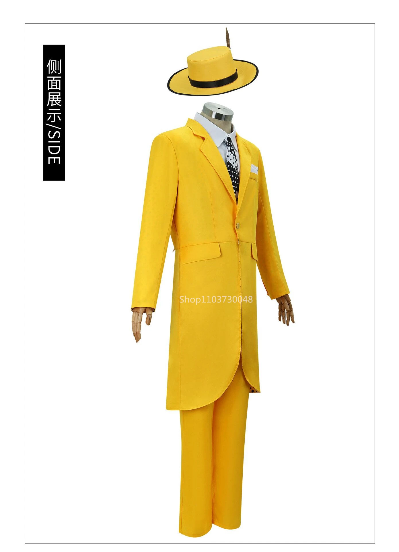 Halloween Costume Yellow Men 2 Piece Suits Formal Groom Tuxedos for Prom Party Long Coat Fashion Clothing Set Jacket with Pants