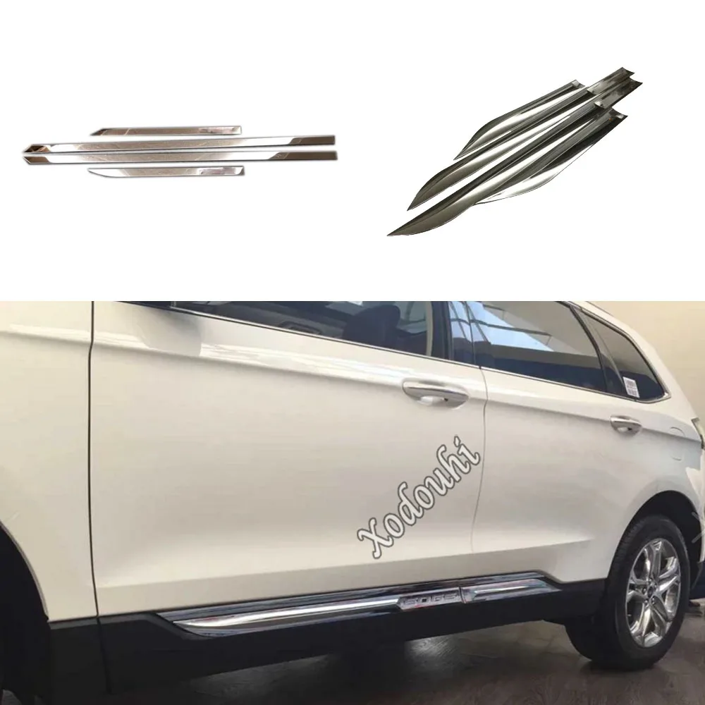 For Ford Edge 2015 2016 2017 2018 2019 Car Styling Side Door Body Trim Strip Molding Stream Lamp Panel Bumper Hoods Frame 4PCs