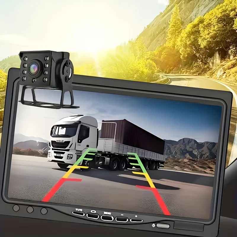 7-Inch HD Backup Camera System Compatible for Trucks, Vans, Trailers, RVs & Heavy - 12- 24V Rear View Camera with Night Vision