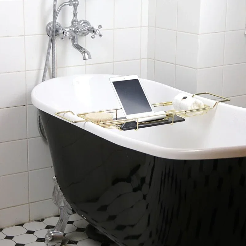 Stainless Steel Retractable Bathtub Shelf, Multi-Function Bath Organizer, Efficient Space Use for Bathroom Shelves