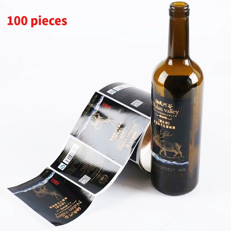 

10 0.Zhang.Custom.Custom wine roll bottle label vinyl waterproof printing logo sticker