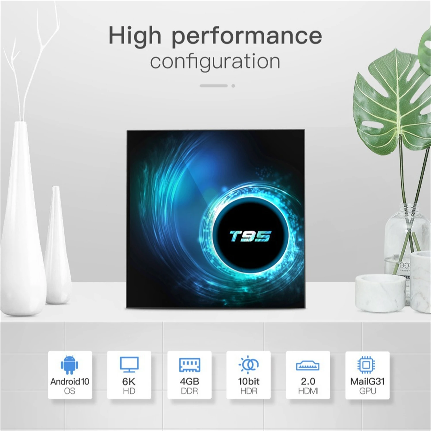 T95 TV Box | Android 10 | Dual-Band WiFi+BT | 4GB+128GB | 4K Streaming | EU/US Plug