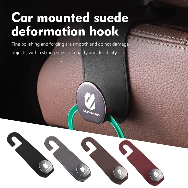 Hidden Car Back Seat Hook Headrest Suede Soft Hanging Hook For Toyota Alphard Vellfire 30 Series 2017 2018 2019 2020 2021