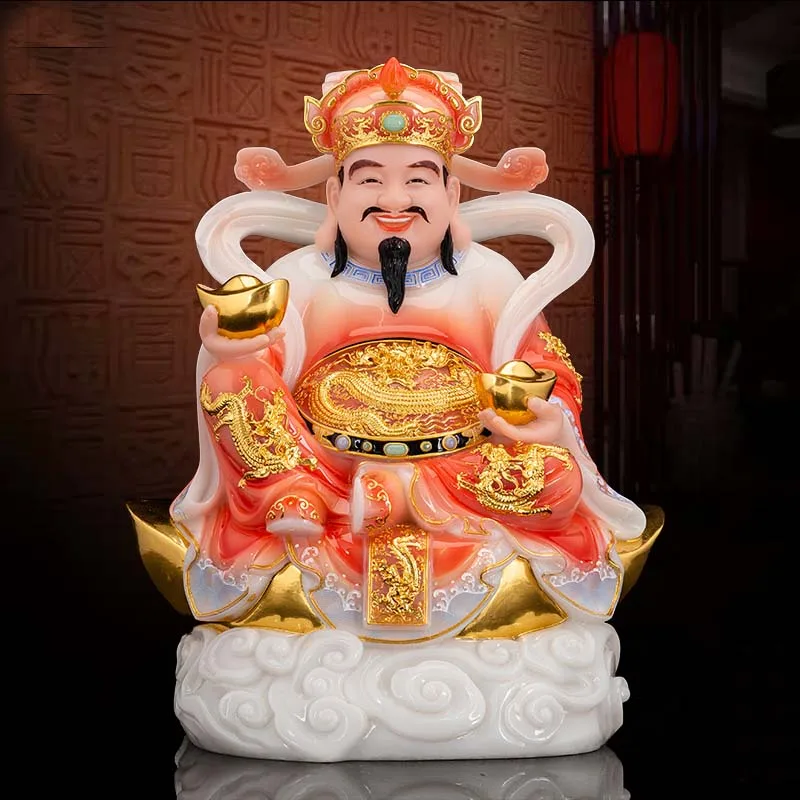 Southeast Asia TOP grade HOME SHOP Company Business booming Recruit wealth GOOD LUCK jade God of wealth CAI SHEN YE statue