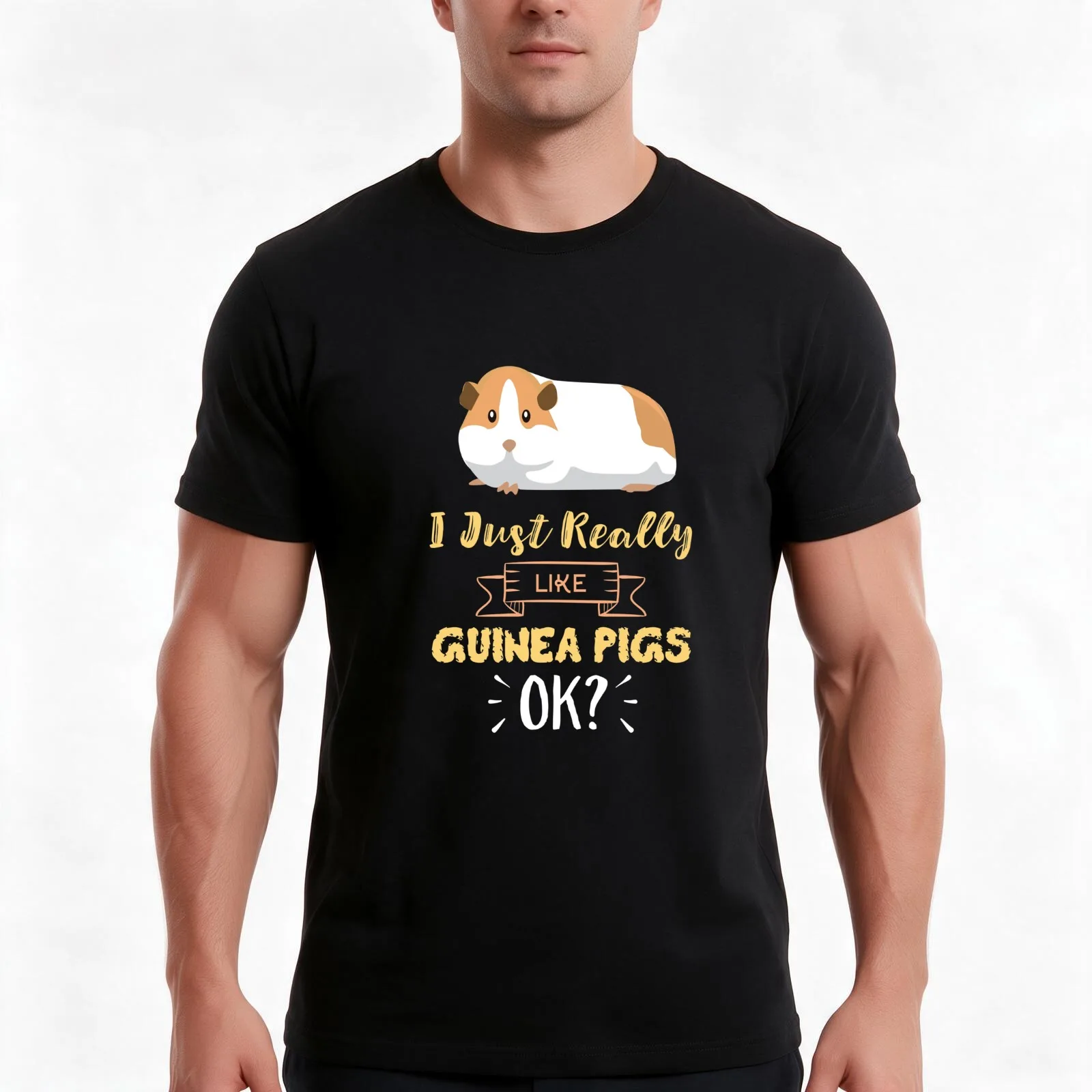 I Just Really Like Guinea Pigs OK? Funny Guinea Pig T-Shirt, Summer Casual Cotton Tee, Oversized Streetwear Tops, 100% Cotton