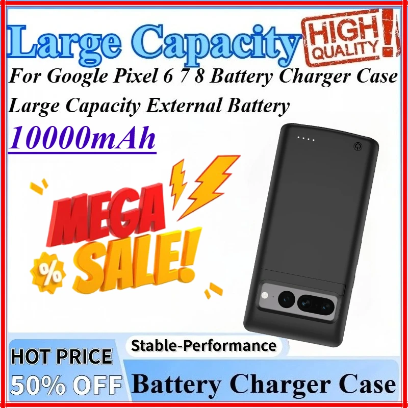

10000mAh Back Clip Power Bank External Battery Large Capacity Compatible For Google Pixel 6 7 8 Battery Charger Case