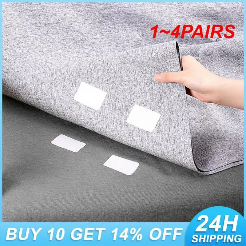 1~4PAIRS Self Adhesive Hook Anti Slip Mat Pads Houseware Hook And Fastener For Bed Sheet Sofa Mat Carpet