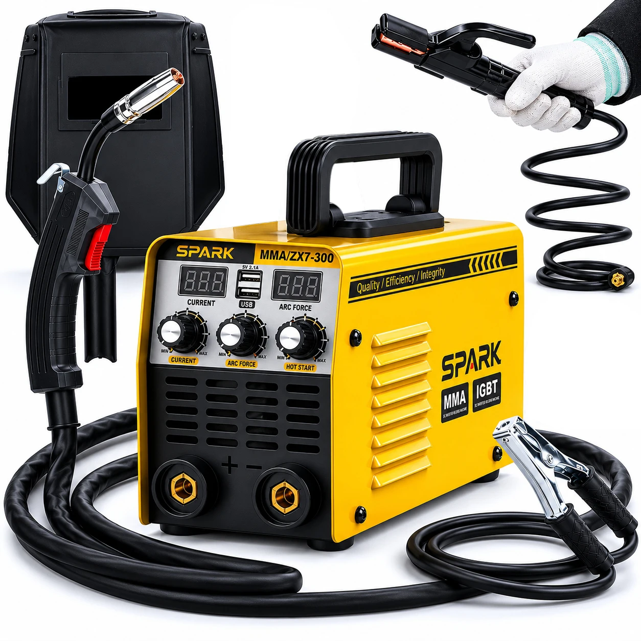 Soldadora Inverter MMA-250 220V, Máquina de Soldadura ARC Portátil con Pantalla Dual, Puertos USB Dobles, Corriente Ajustable para Uso Doméstico y Bricolaje