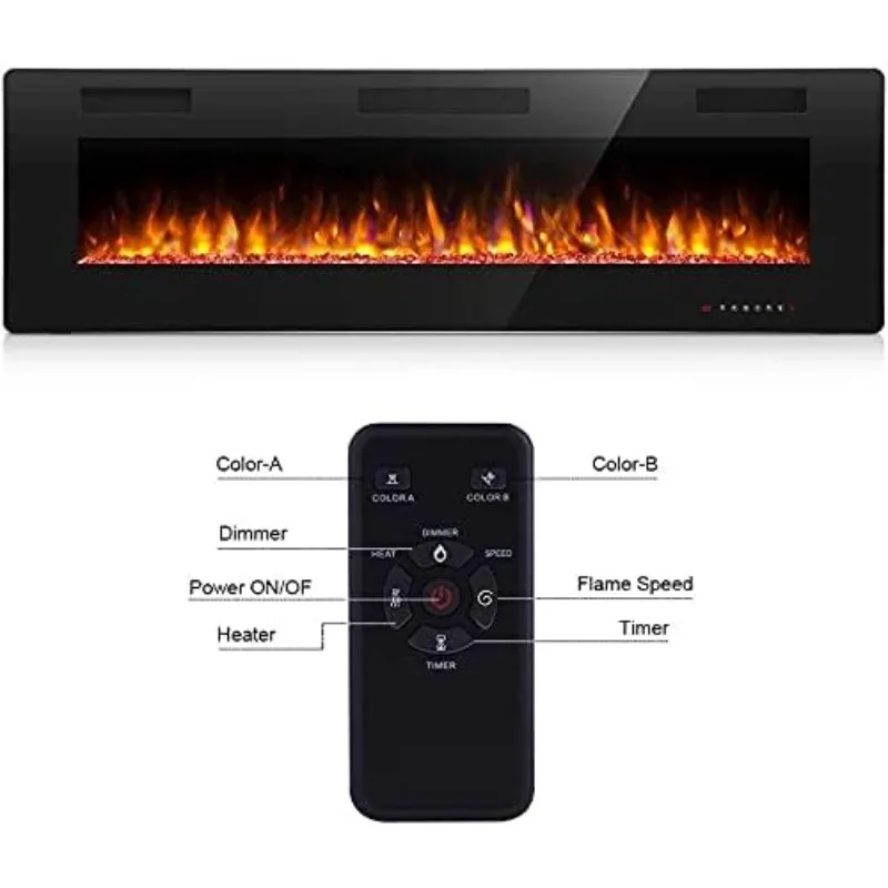 Antarctic Star 30/36/42/50/60/68 Inch Electric Fireplace in-Wall Recessed and Wall Mounted, Fireplace Heater, Timer, 750/1500W