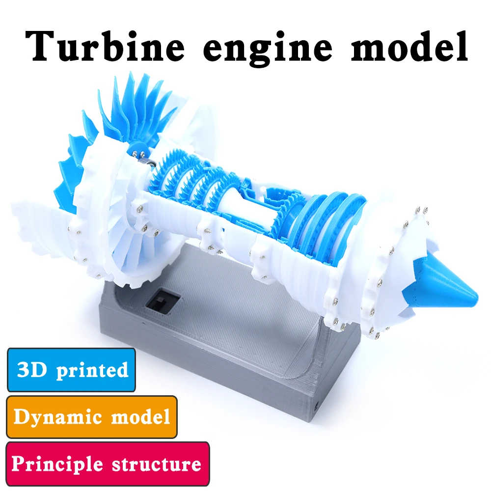 Turbine engine 3D printed model Aircraft aero engines Mechanical Engineering Science Teaching STEM DIY toys Dynamic presentation