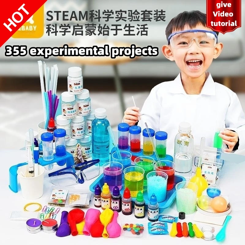 355 types Children's Diy Pretend Play Science Experiment Set Handmade Kit Kids Educational Toys festival birthday Kid gift Toy