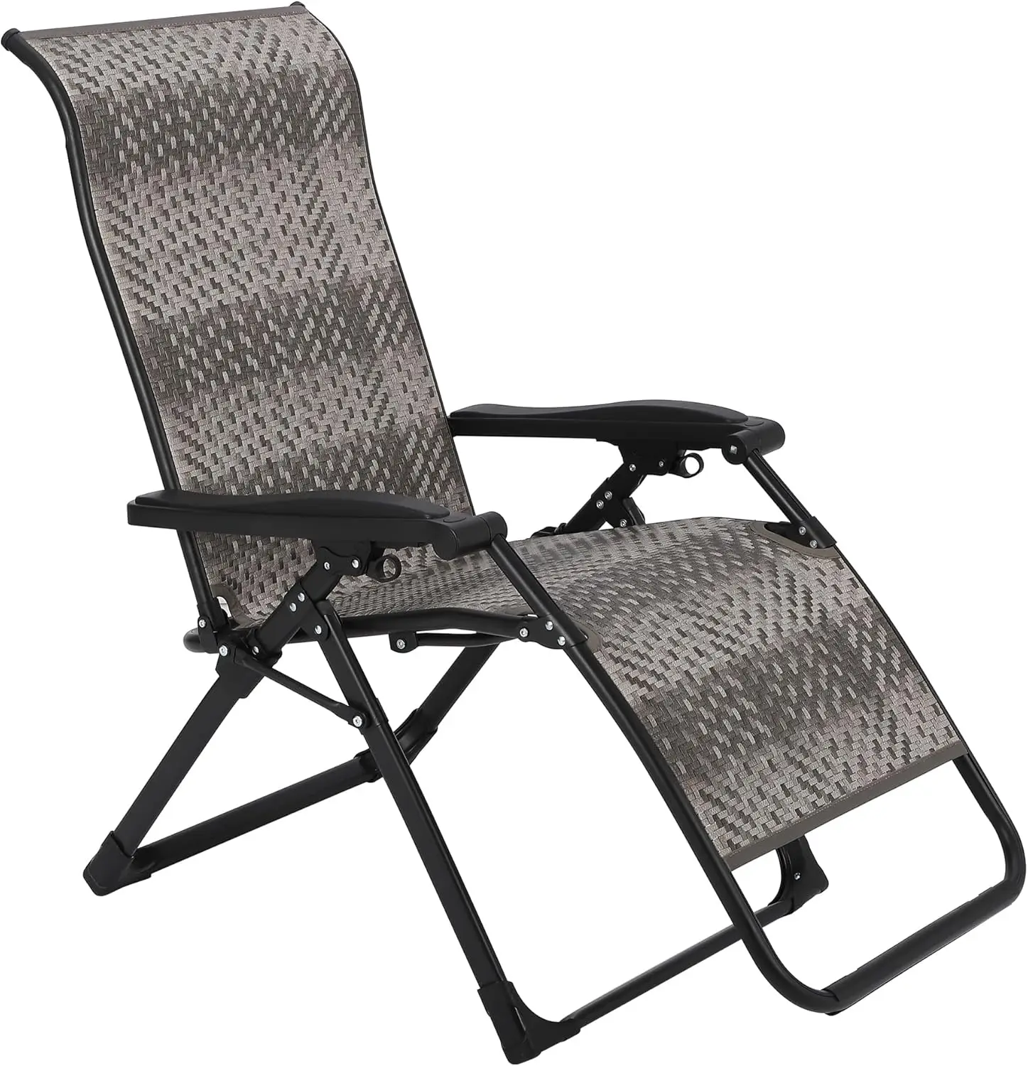 

CuisinSmart 1 Pack Foldable Rattan Lounge Chairs, Patio Recliner Chair With Widened Armrest & Heavy Duty Wicker, Portable Patio
