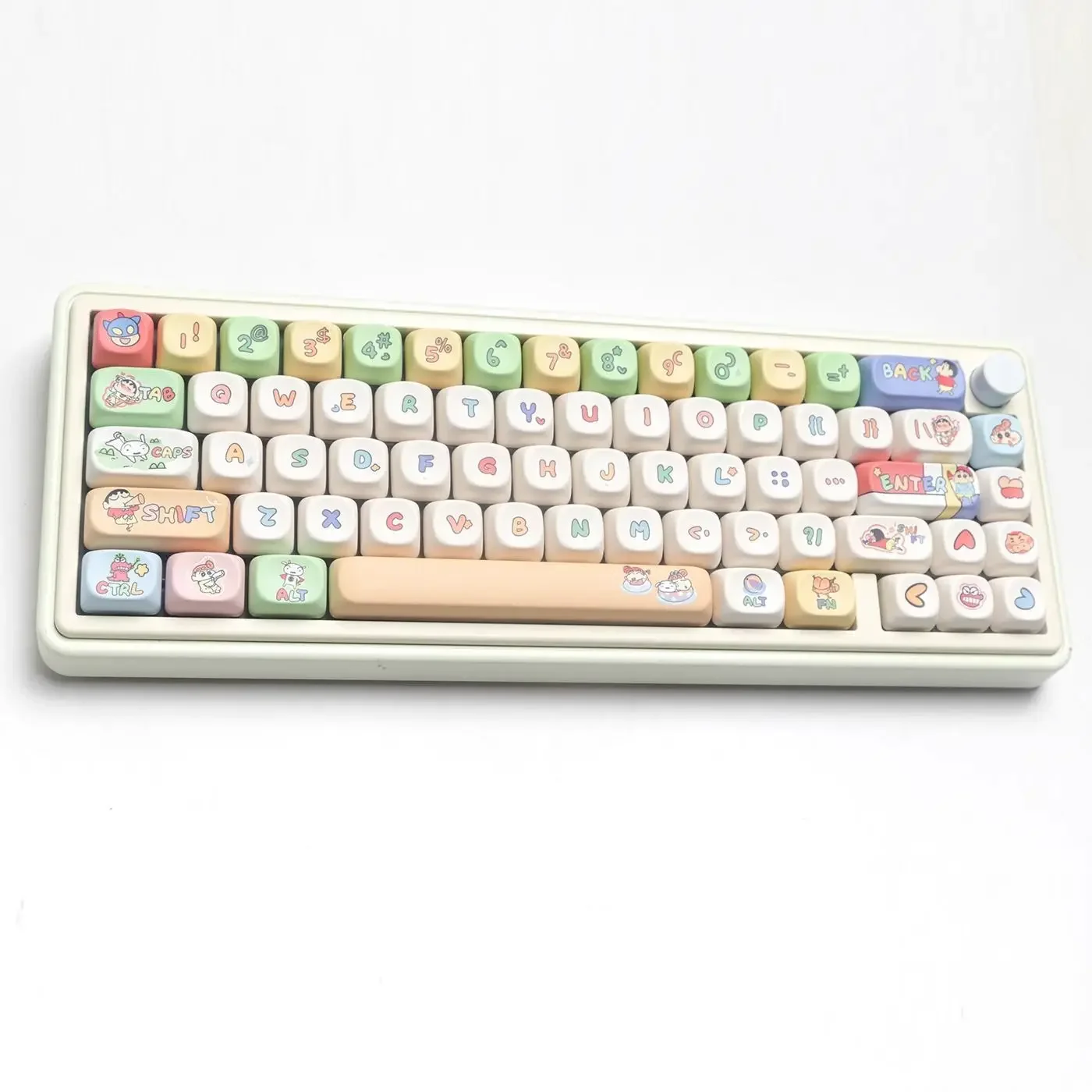 138 kunci profil MOA PBT Keycap lucu Anime Crayon MX tutup Keyboard sakelar untuk 60/64/84/98/108 tutup kunci Keyboard mekanis game