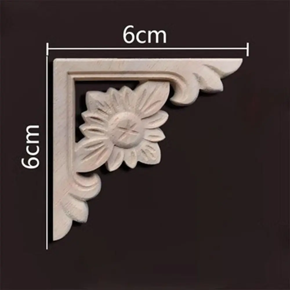 New Natural Floral Wood Carved Crafts Multi-styles Unique Woodcarving Decorative Corner Appliques Frame Wall Door Decoration
