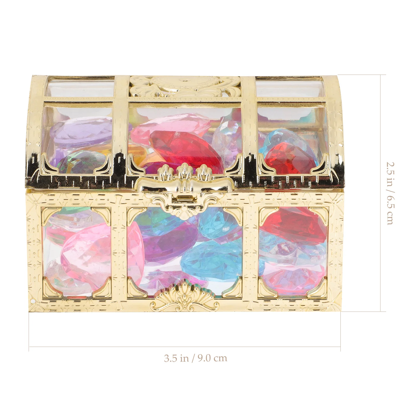 Conjunto de Caixa do Tesouro para Crianças com Design de Castelo de Princesa, Gemas Acrílicas Coloridas, Conjunto de Simulação de Diamantes para Atividades de Artesanato DIY