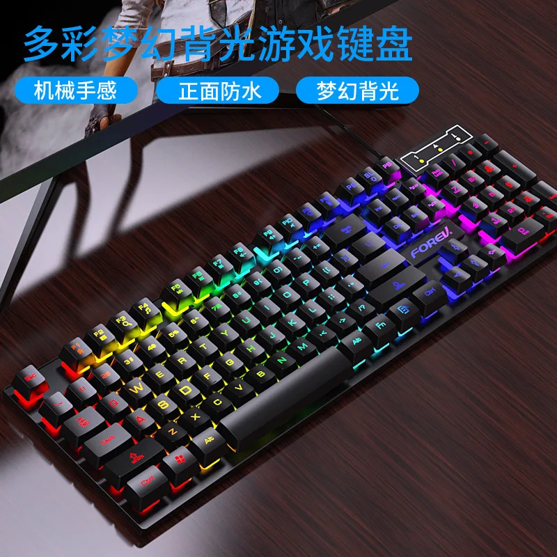 RGB Wired Gaming Keyboard 104-key Usb Colorful Back Light Interface E-sports Gaming Keyboard For Pc Low Profile Gaming Teclado