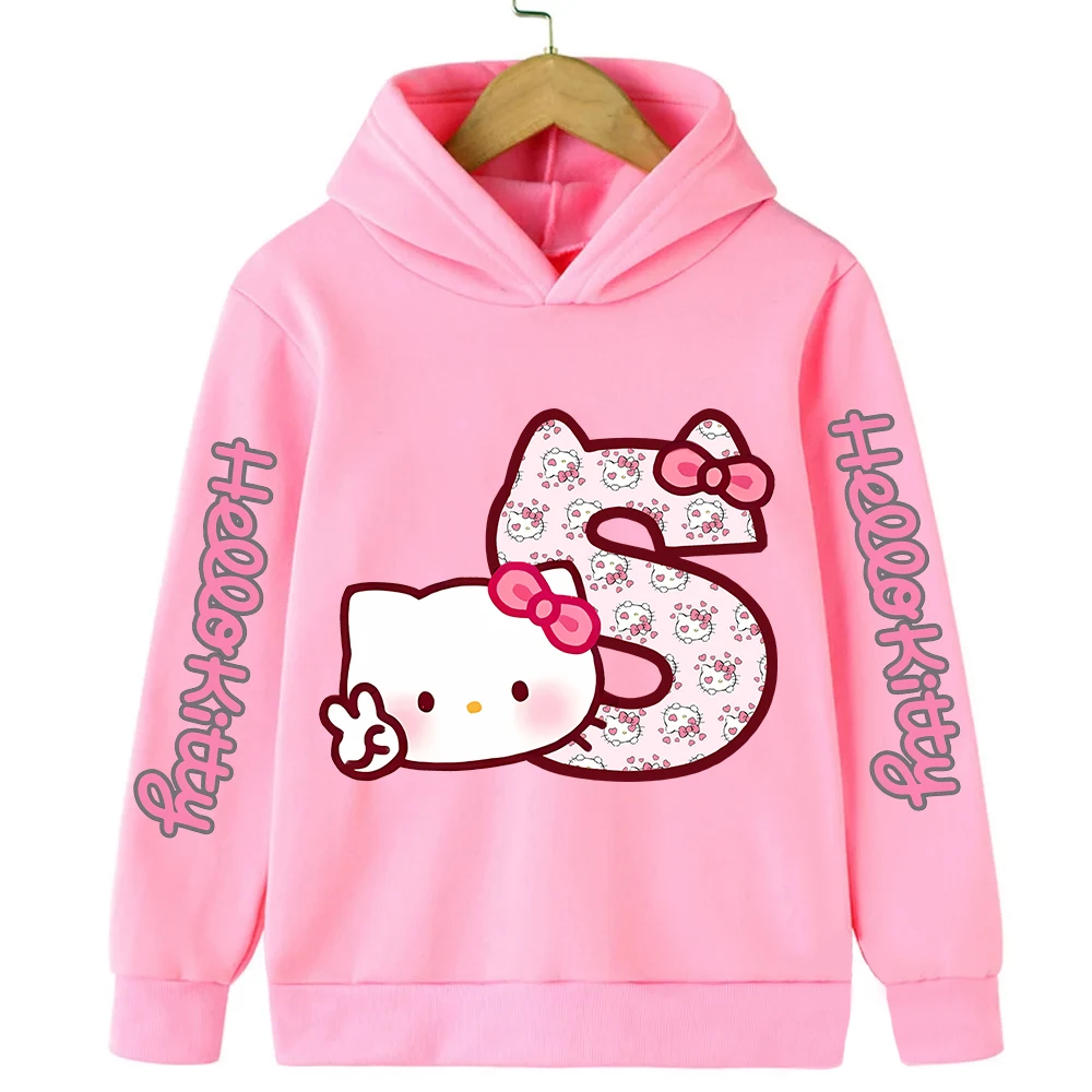 

Hoodies HelloKittys Children Letter A B C D Kid Pullover Casual Clothes Kawaii Anime Sweatshirts for Girl Boy Cartoons Tops