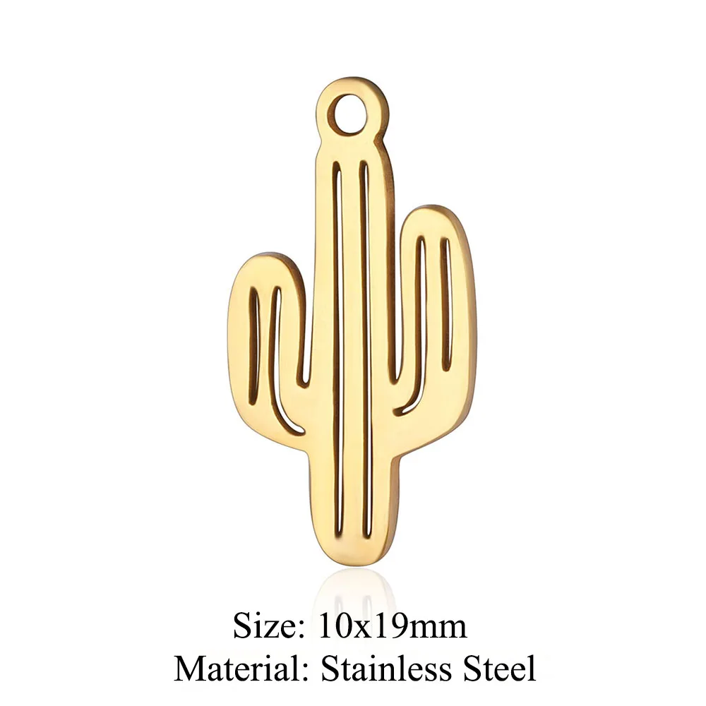 5pcs/lot Stainless Steel Cactus DIY Jewelry Charms Wholesale Potted Flower Necklace Making Pendant Never Fade Top Quality