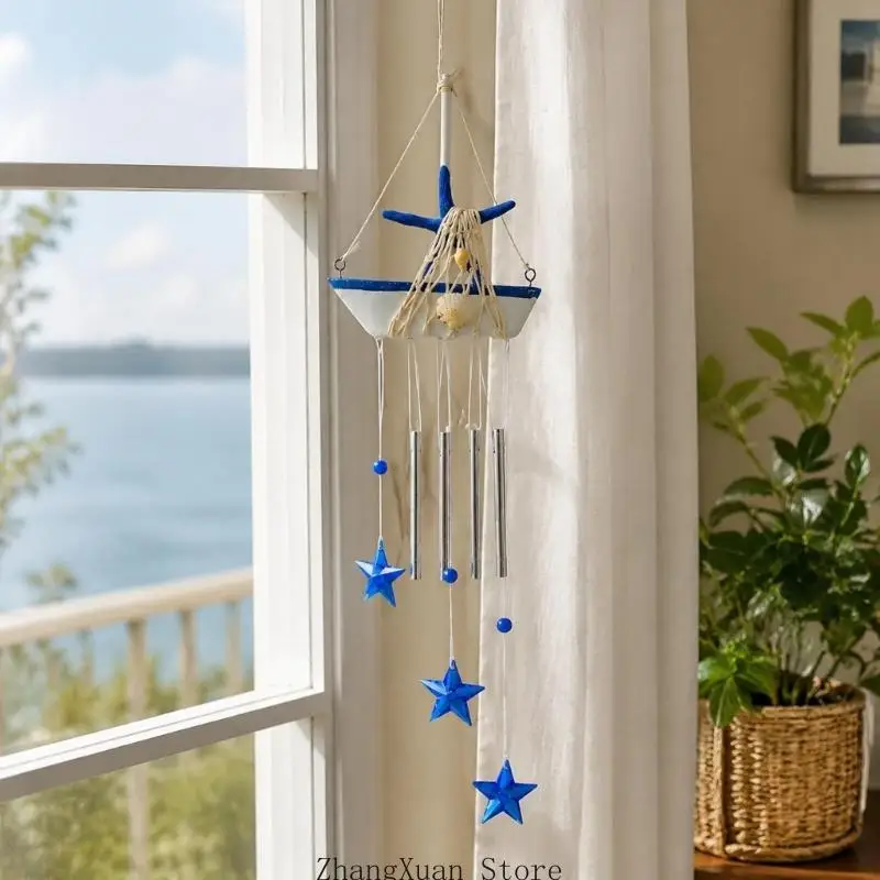 Segelboot-Windspiele mit Sternanhänger für Hängedekorationen auf Balkonen oder Fensterbänken, 3 x – Detail 10