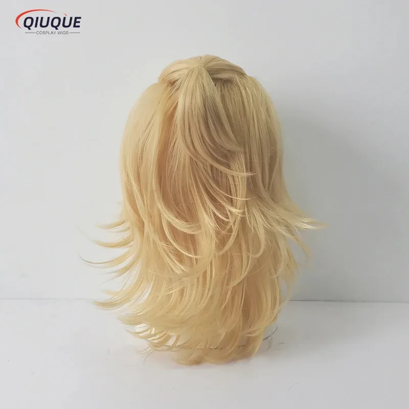 LQHigh Qualiy أنيمي سانو مانجيرو الباروكات ميكي شقراء قصيرة مقاومة للحرارة الشعر الاصطناعية شعر مستعار تأثيري + غطاء شعر مستعار