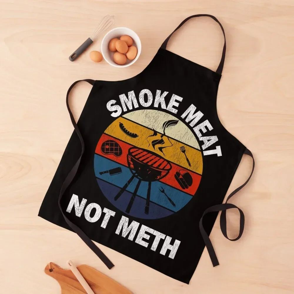 Smoke Meat NOT Meth Funny Summer Grilling Tee Apron For Kitchen kitchen jacket woman Cute Kitchen For Girl Apron