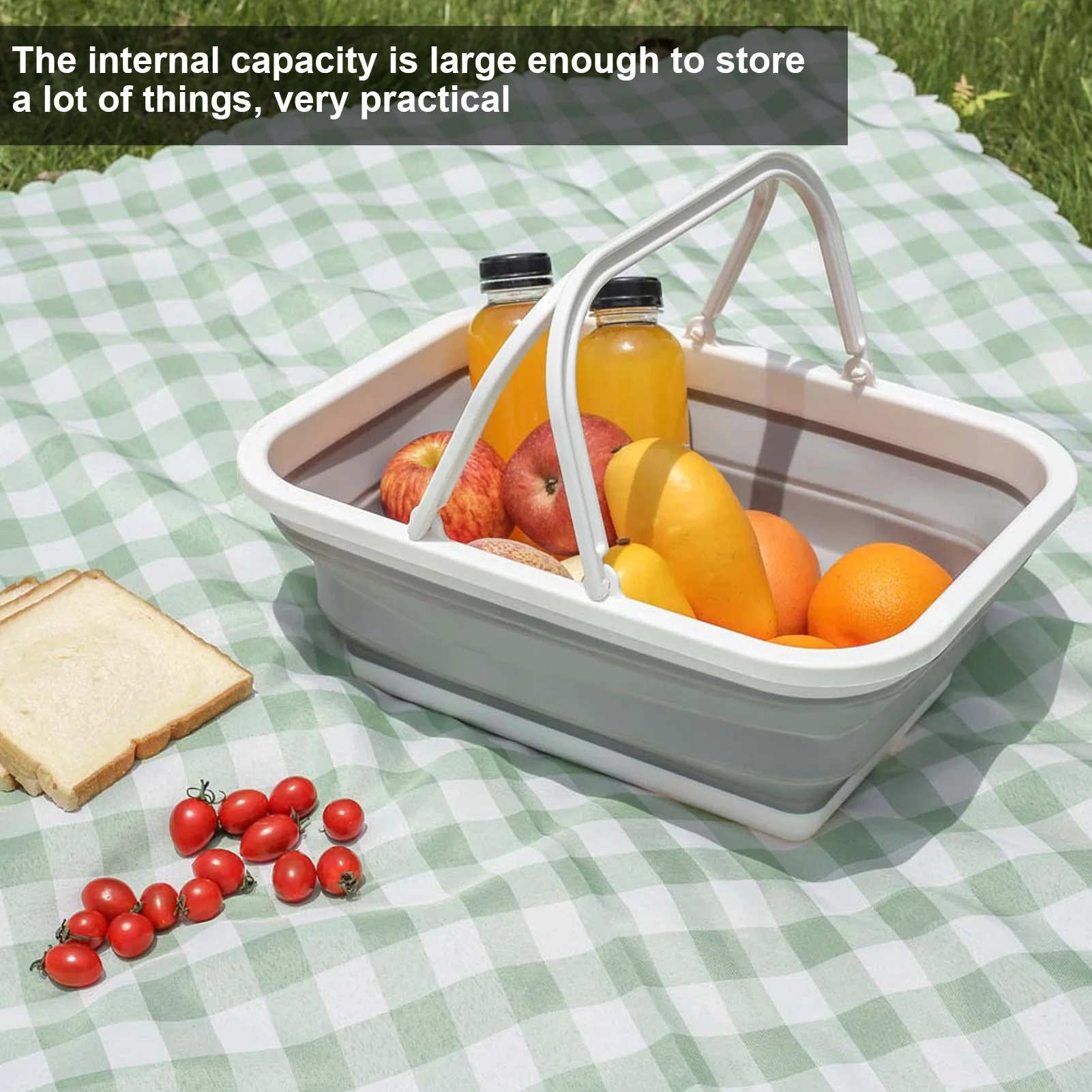 

Foldable Picnic Basket Large Capacity Multifunctional Sturdy Handle Storage Basket for Home Hiking Camping Picnic Basket Bag