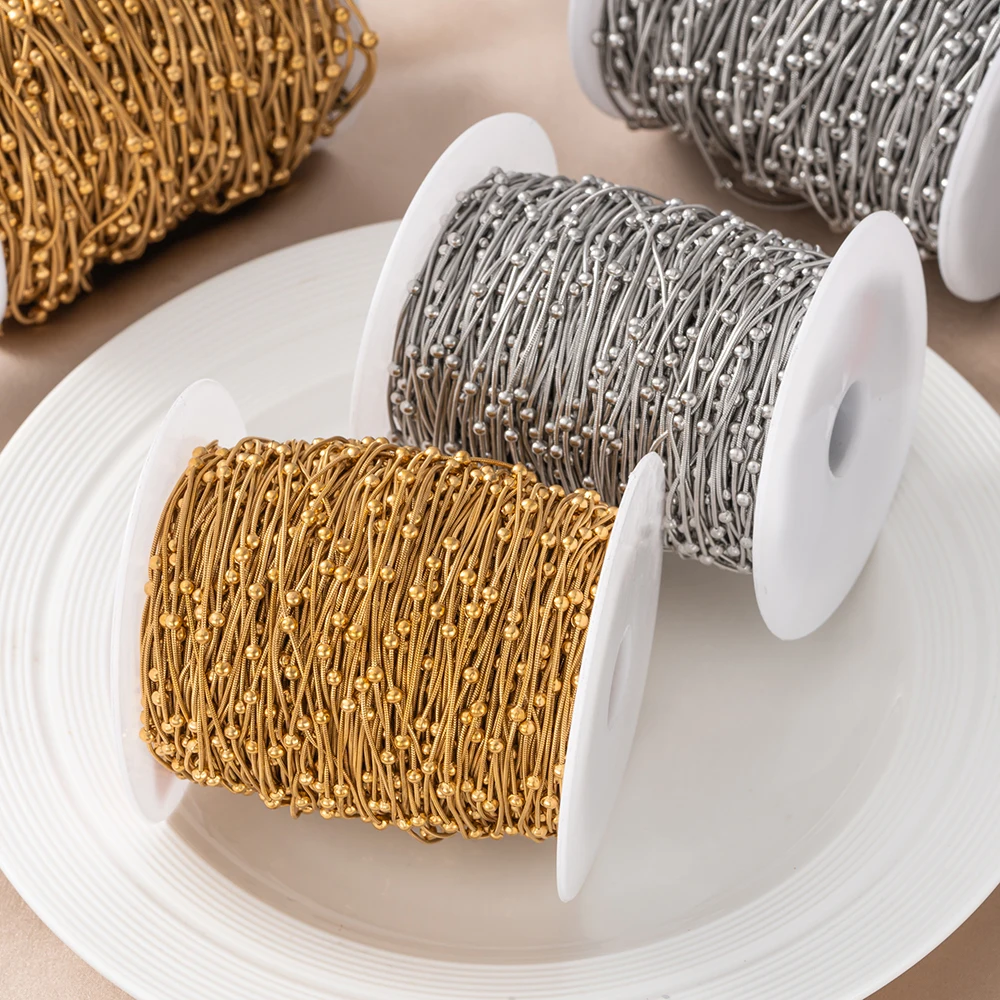 2 Meter Edelstahlketten in Goldfarbe mit Schlangen-Kugelperlen für DIY handgefertigte Halsketten, Armbänder, Schmuckherstellungszubehör. – Detail 3