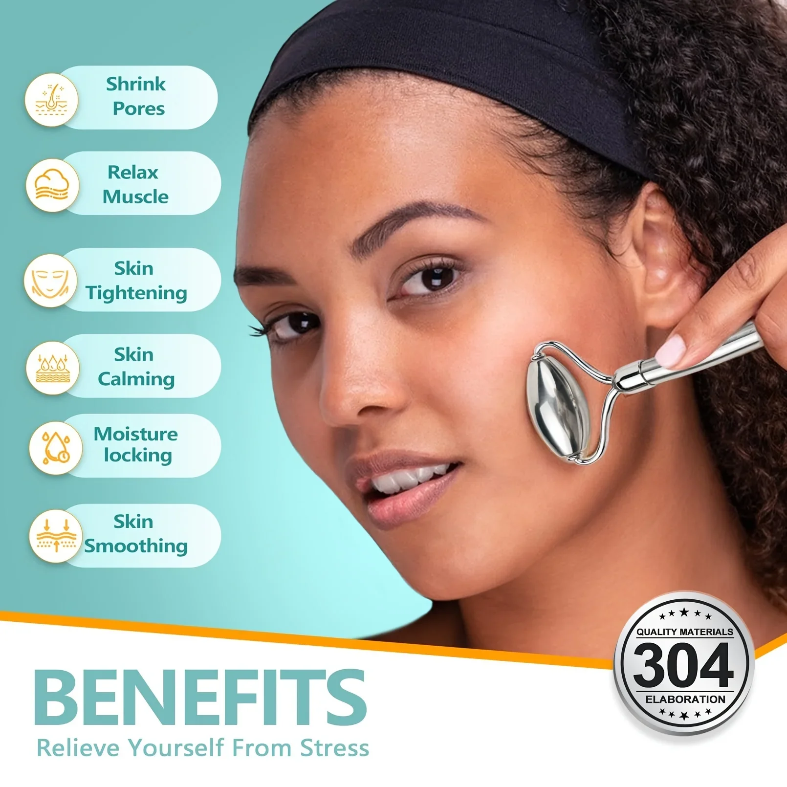 Rodillo Facial de acero inoxidable, eliminador de arrugas, masajeador Facial refrescante de doble cara para levantamiento Facial, herramientas para el cuidado de la piel delgadas