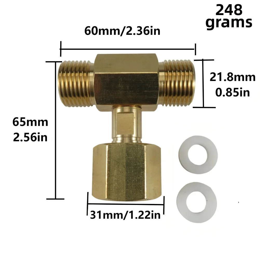 M22-14 W21.8-14 Splitter 3-way Connector Threaded Tee Fitting Dual Outlet Splitter 3-way Connector Design For W21.8-14 Tanks