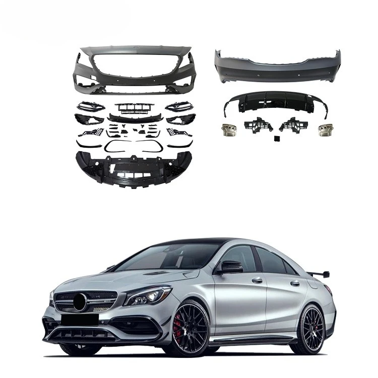 

New Arrival PP Material W117 A45 Body kit With Spoiler Grill Mirror Glass Rear Diffuser Bodykit For BENZ A Class W117